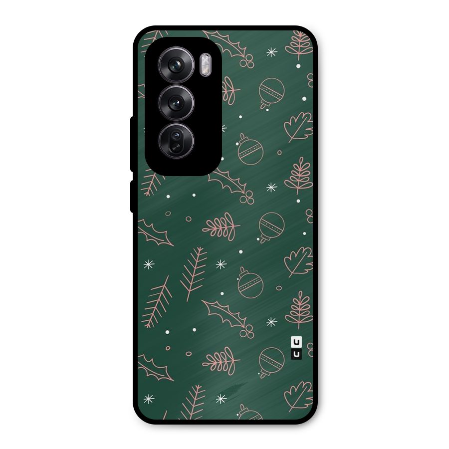 Christmas Vibes Leaves Metal Back Case for Oppo Reno12 Pro