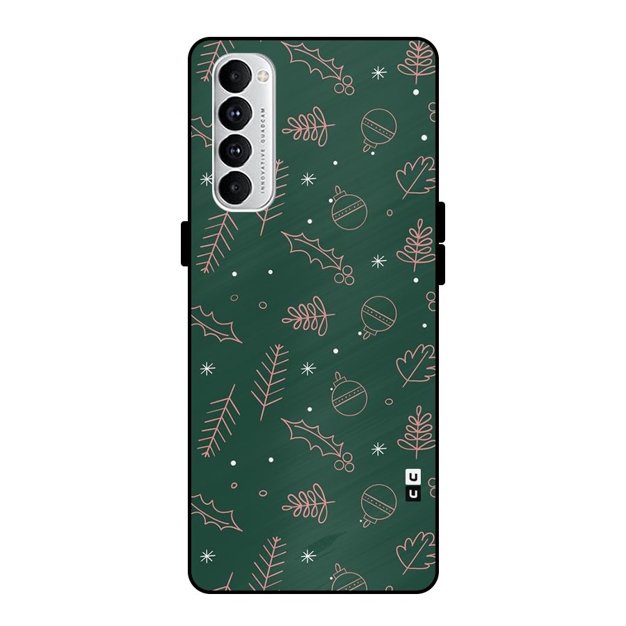 Christmas Vibes Leaves Metal Back Case for Oppo Reno4 Pro