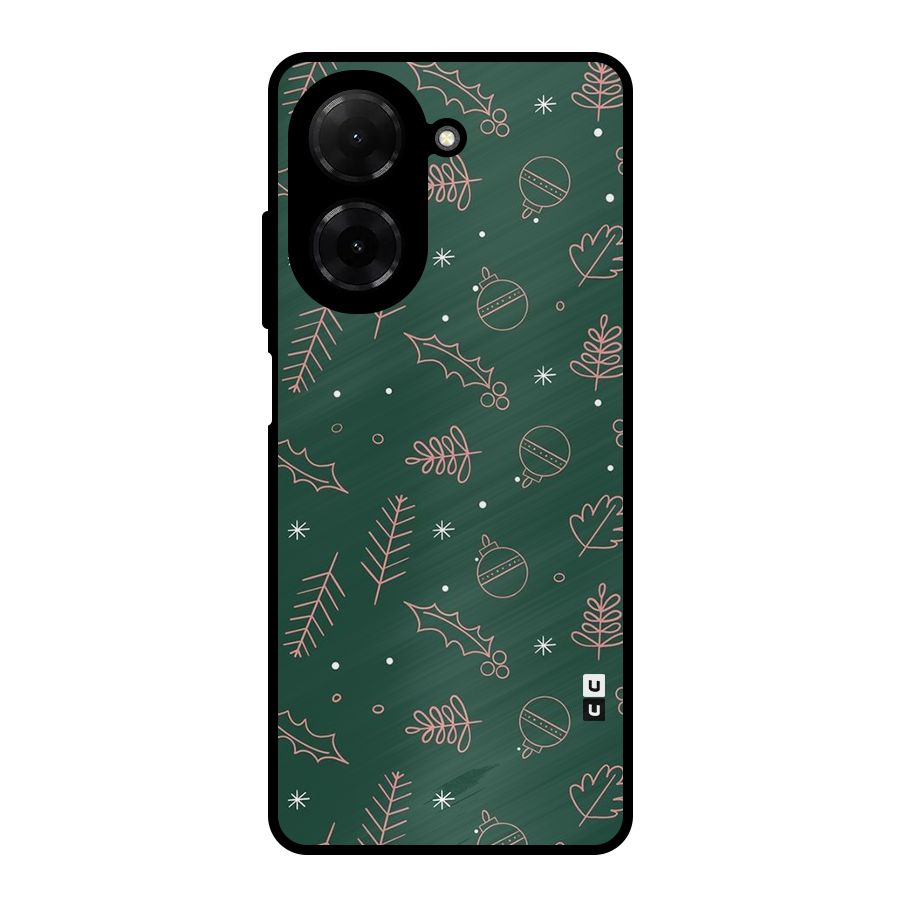 Christmas Vibes Leaves Metal Back Case for Poco C71