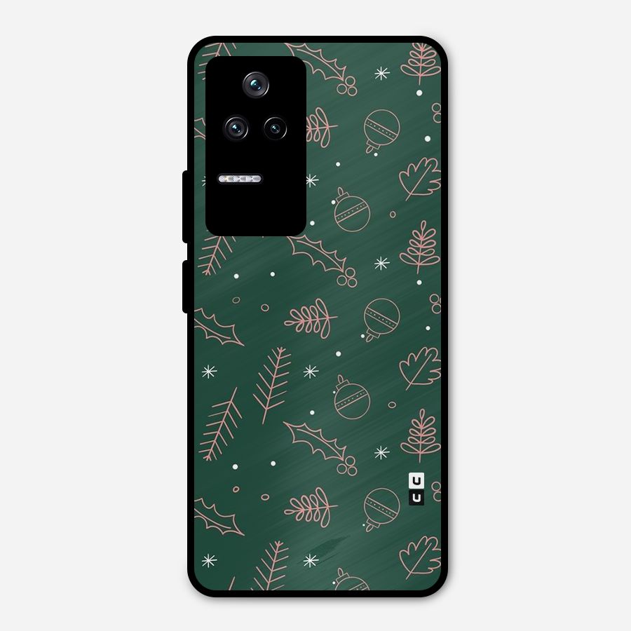 Christmas Vibes Leaves Metal Back Case for Poco F4 5G