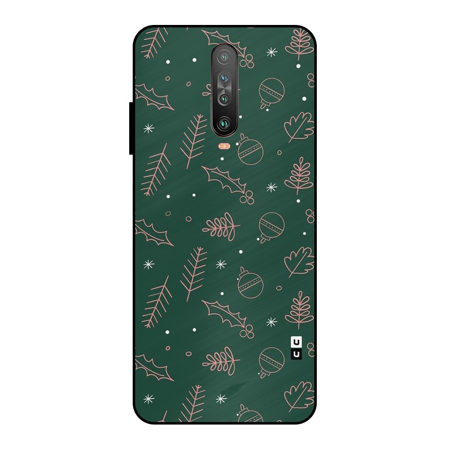 Christmas Vibes Leaves Metal Back Case for Poco X2