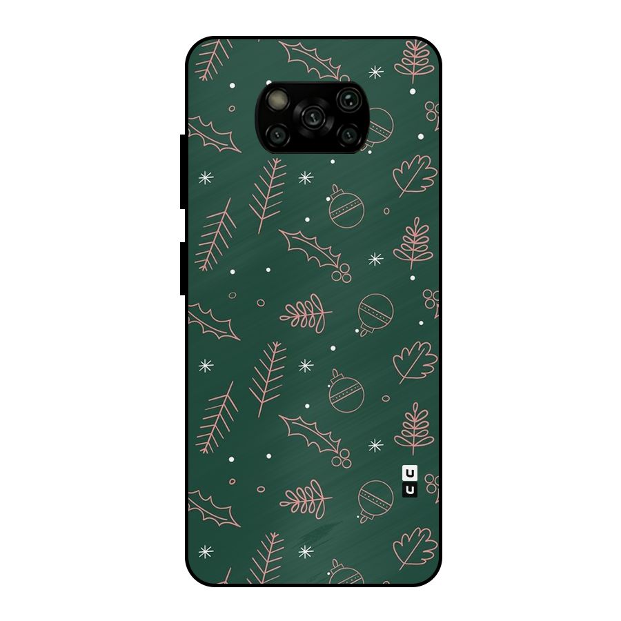 Christmas Vibes Leaves Metal Back Case for Poco X3