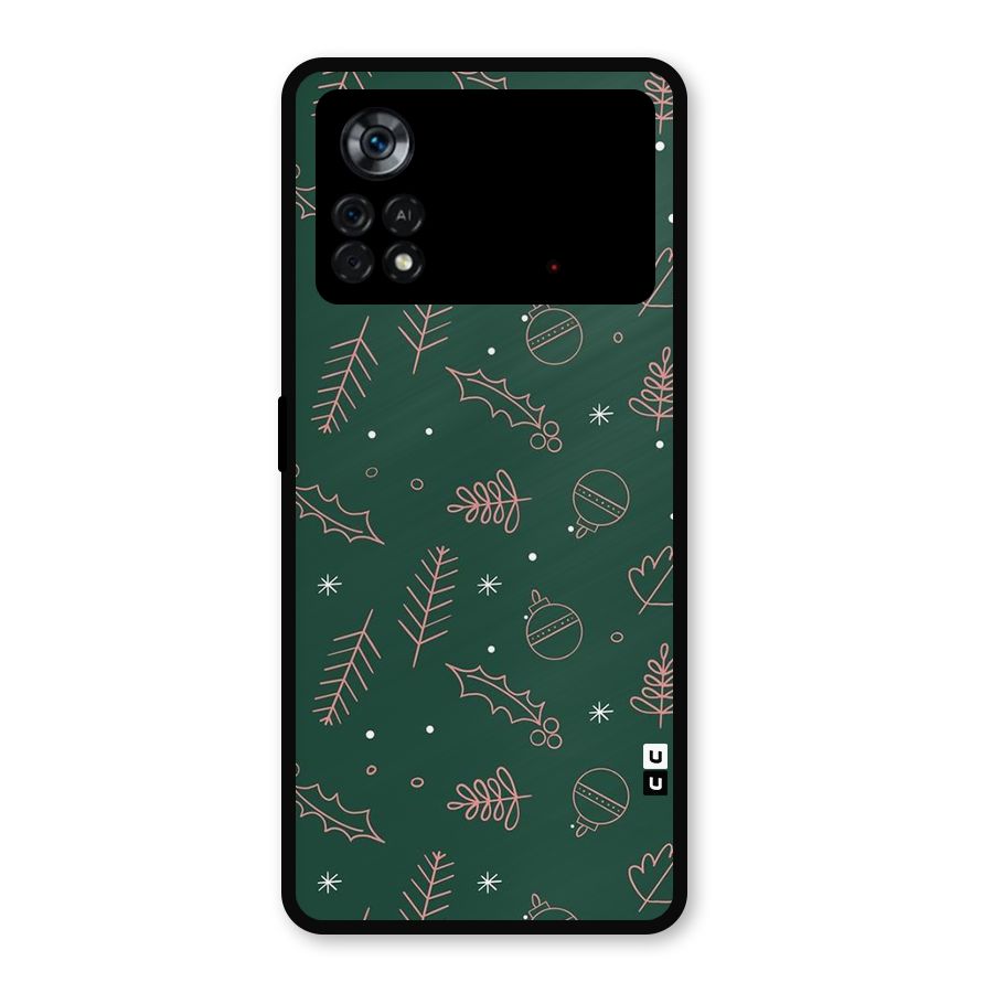 Christmas Vibes Leaves Metal Back Case for Poco X4 Pro 5G