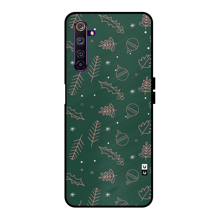 Christmas Vibes Leaves Metal Back Case for Realme 6 Pro