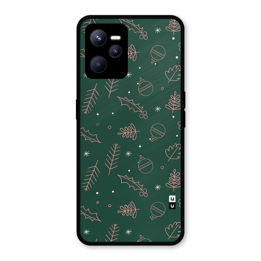 Christmas Vibes Leaves Metal Back Case for Realme C35