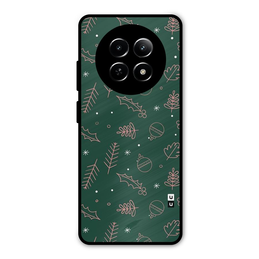 Christmas Vibes Leaves Metal Back Case for Realme Narzo N65