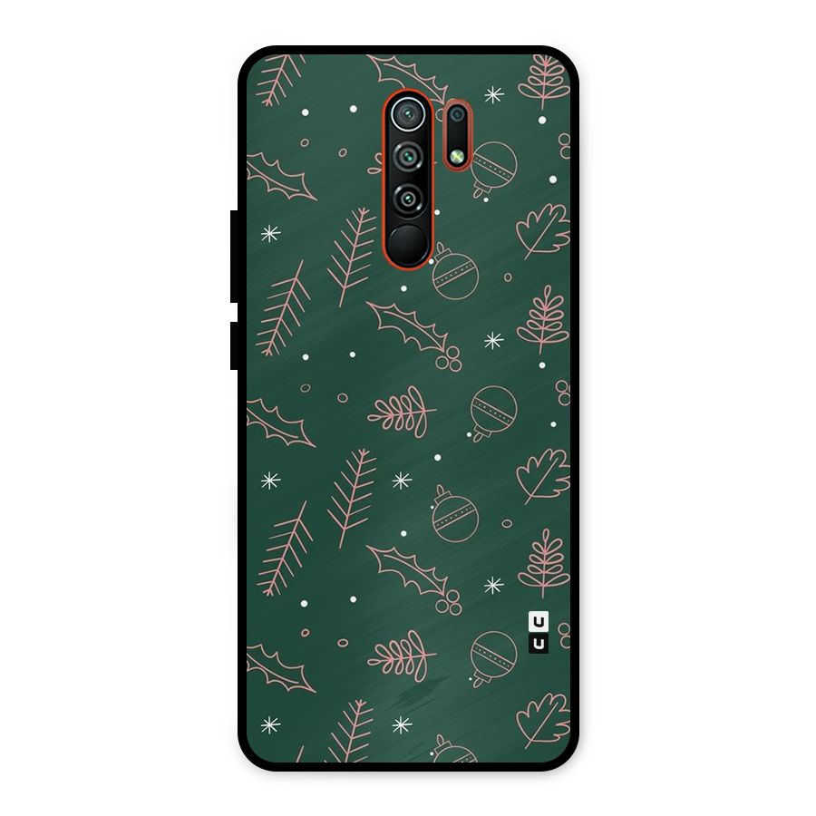 Christmas Vibes Leaves Metal Back Case for Redmi 9 Prime