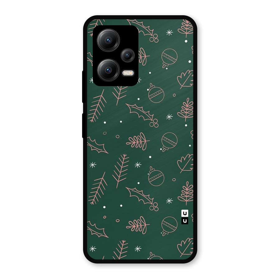 Christmas Vibes Leaves Metal Back Case for Redmi Note 12 5G