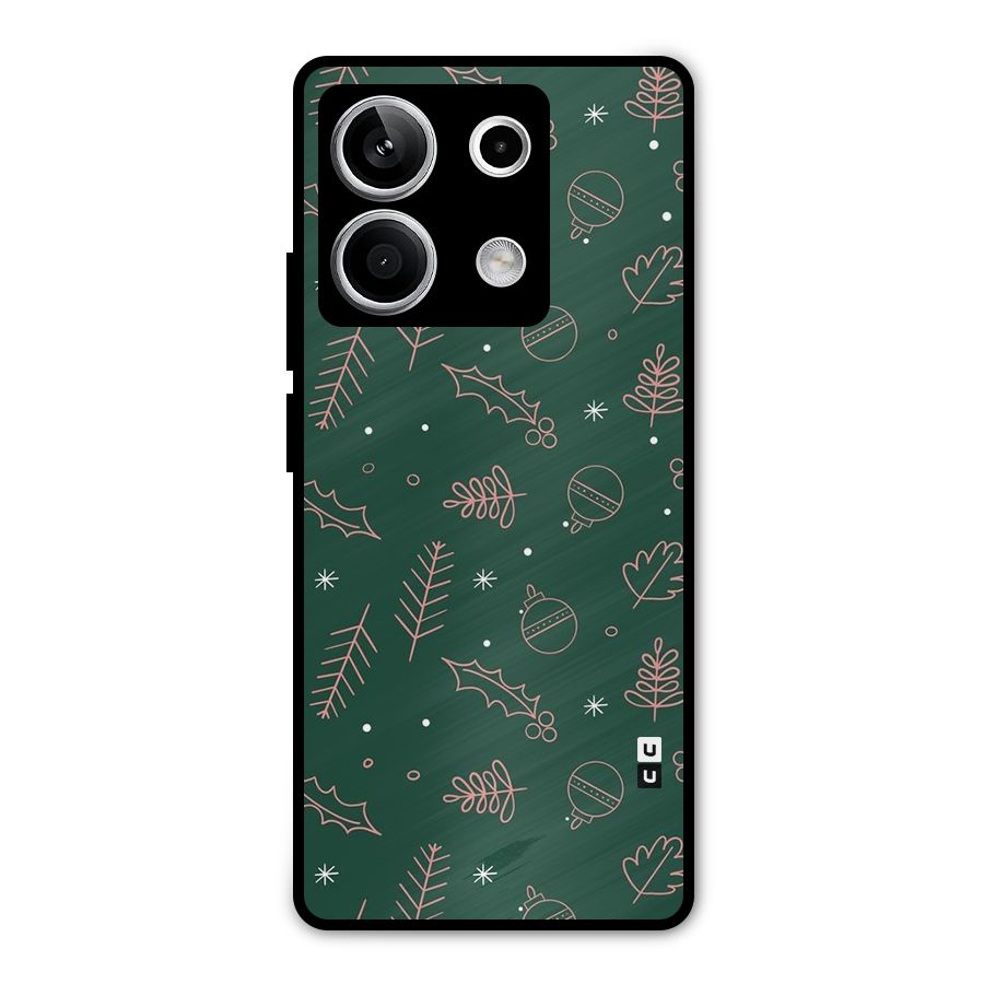 Christmas Vibes Leaves Metal Back Case for Redmi Note 13 5G