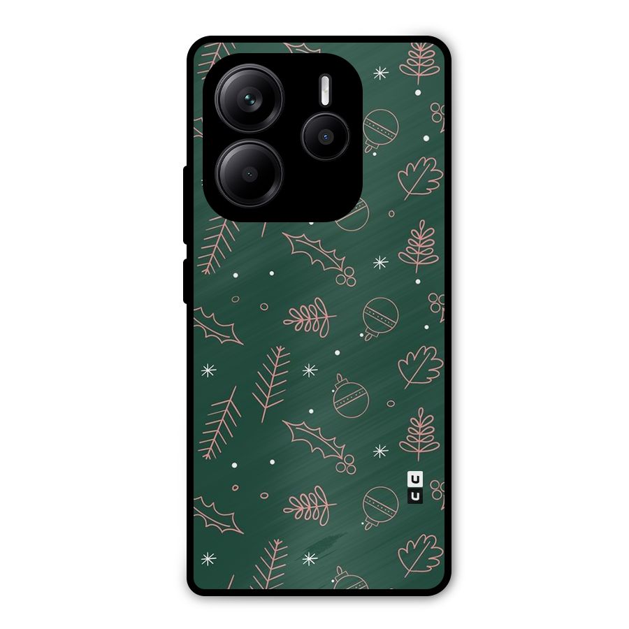 Christmas Vibes Leaves Metal Back Case for Redmi Note 14 5G
