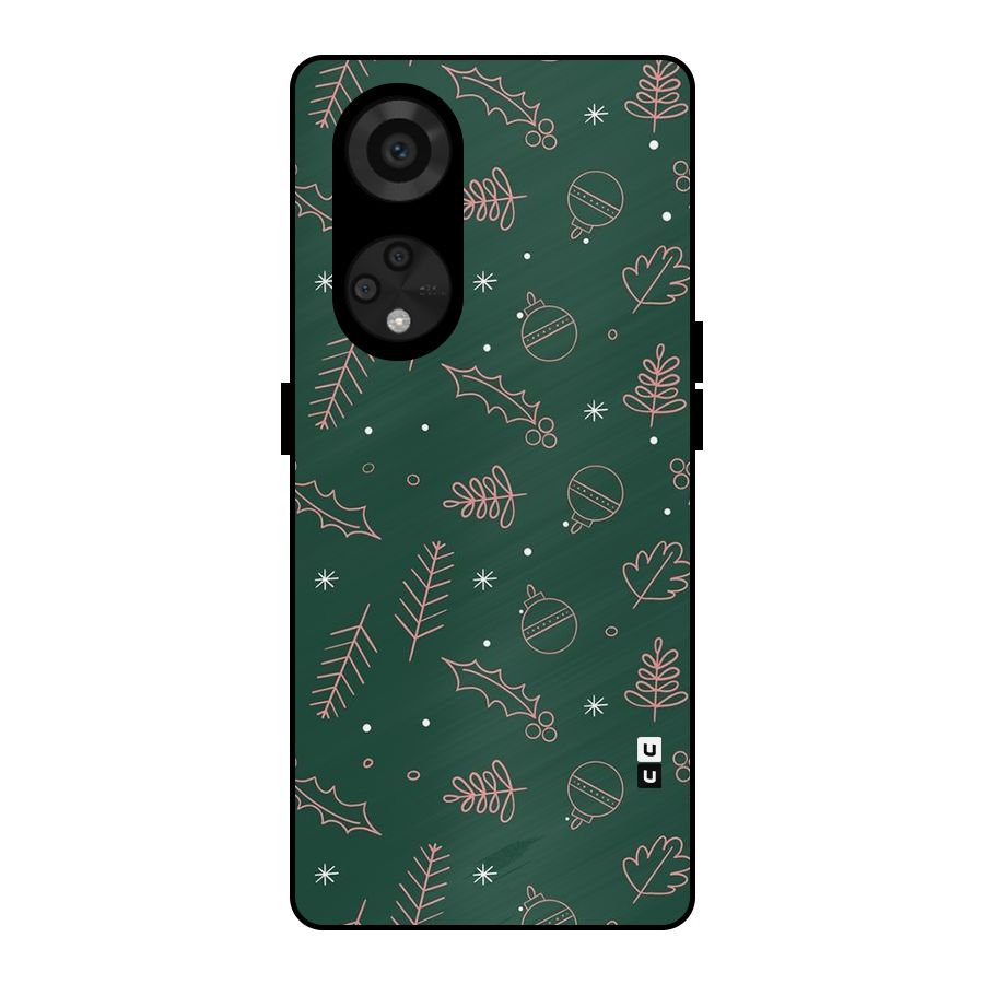 Christmas Vibes Leaves Metal Back Case for Reno8 T 5G