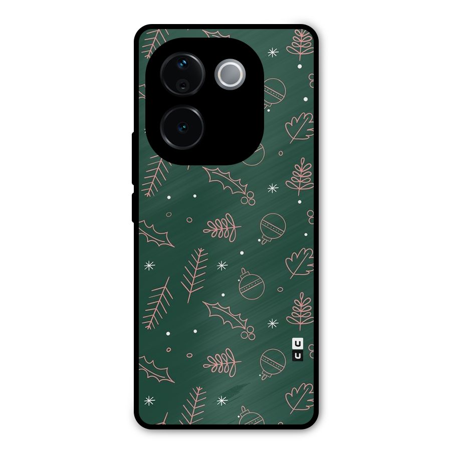 Christmas Vibes Leaves Metal Back Case for Vivo T3 Pro