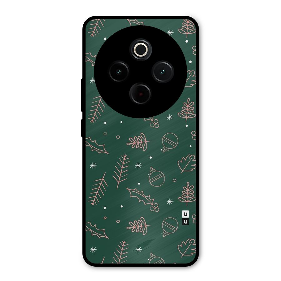 Christmas Vibes Leaves Metal Back Case for Vivo T4