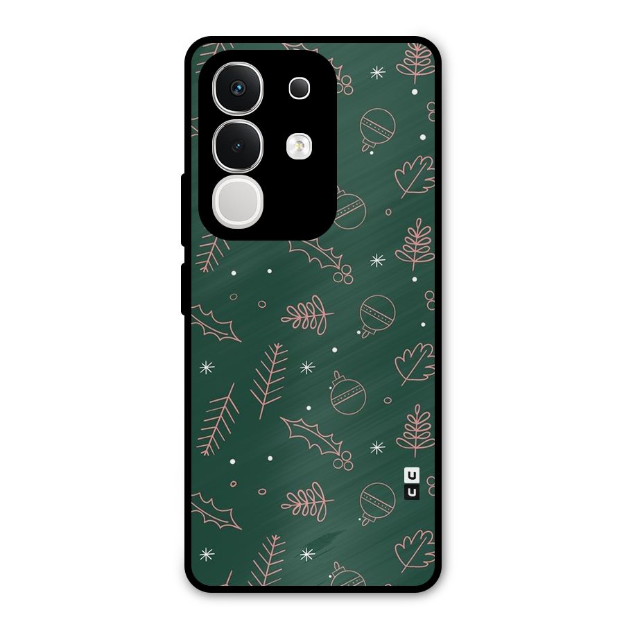 Christmas Vibes Leaves Metal Back Case for Vivo T4x