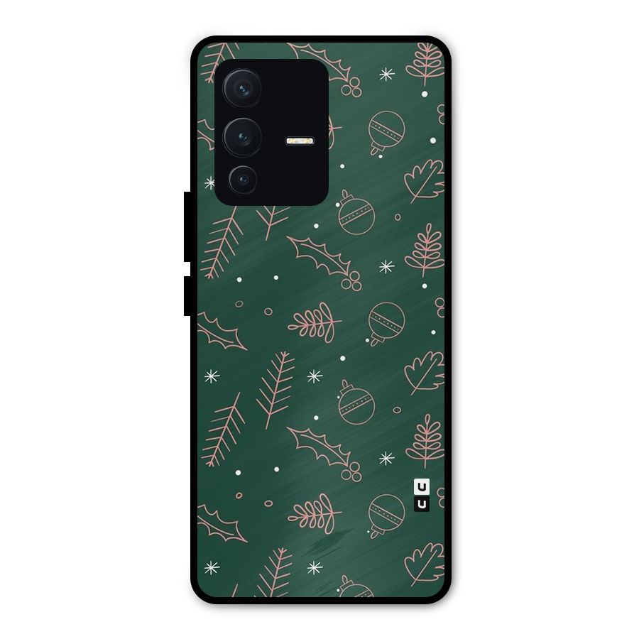 Christmas Vibes Leaves Metal Back Case for Vivo V23 Pro