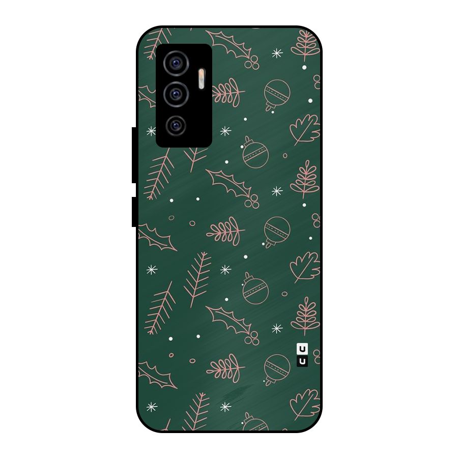 Christmas Vibes Leaves Metal Back Case for Vivo V23e