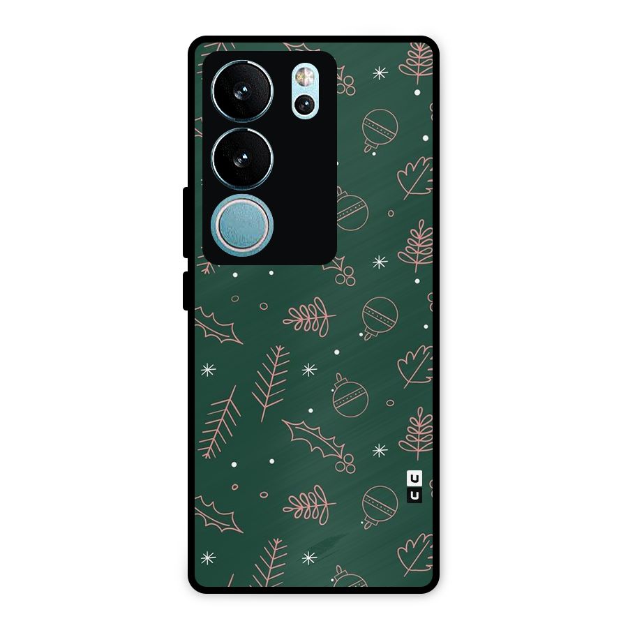 Christmas Vibes Leaves Metal Back Case for Vivo V29