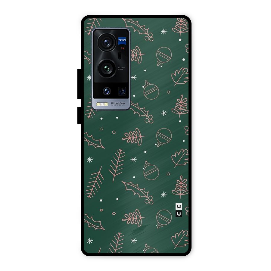 Christmas Vibes Leaves Metal Back Case for Vivo X60 Pro Plus