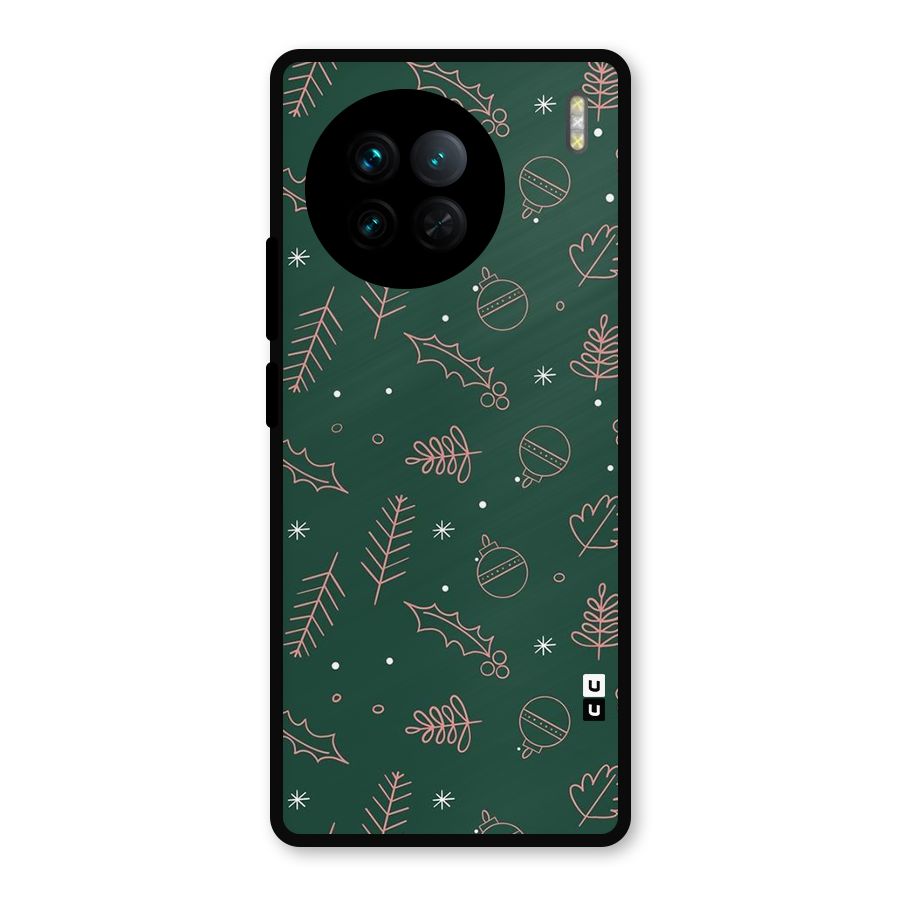 Christmas Vibes Leaves Metal Back Case for Vivo X90