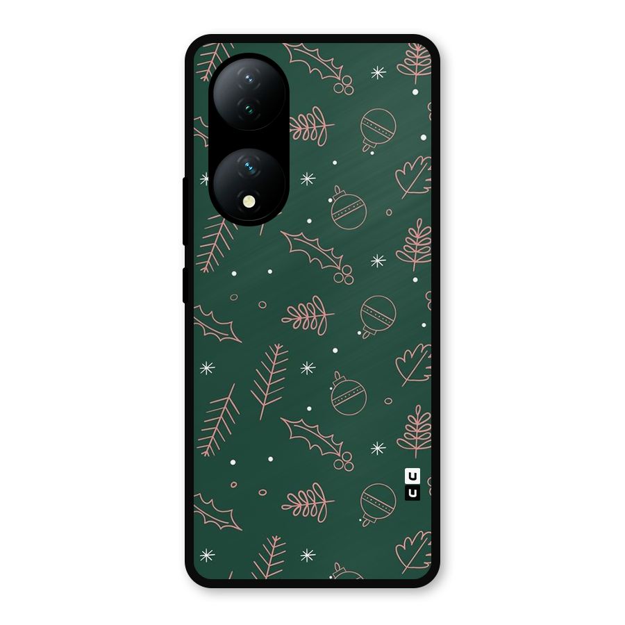 Christmas Vibes Leaves Metal Back Case for Vivo Y100a