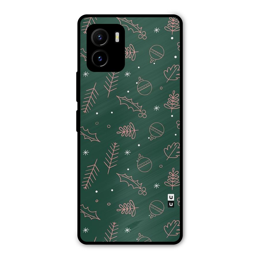 Christmas Vibes Leaves Metal Back Case for Vivo Y15s
