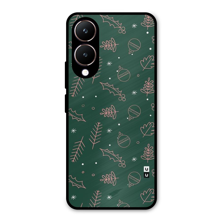 Christmas Vibes Leaves Metal Back Case for Vivo Y28