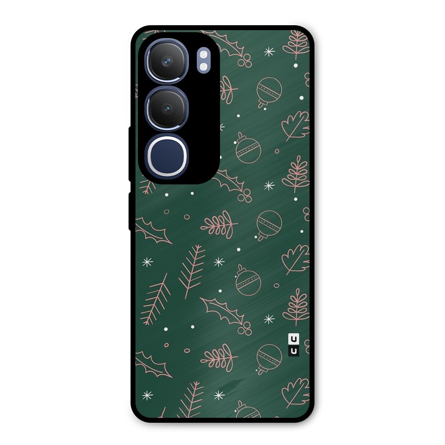Christmas Vibes Leaves Metal Back Case for Vivo Y29