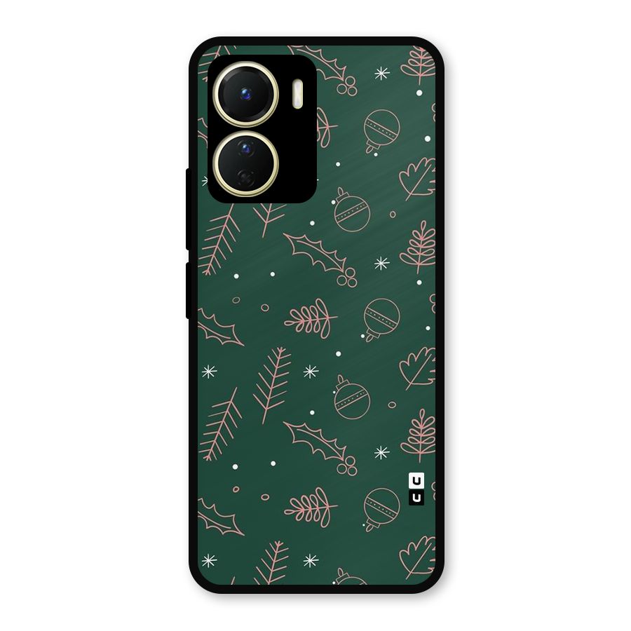 Christmas Vibes Leaves Metal Back Case for Vivo Y56