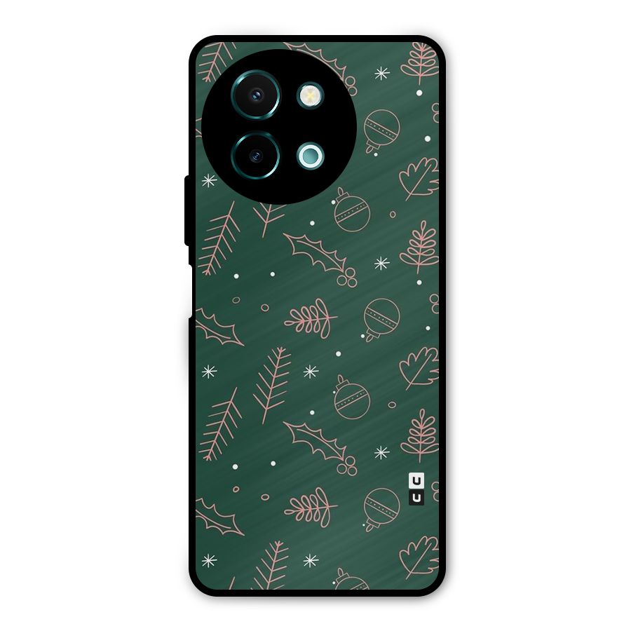 Christmas Vibes Leaves Metal Back Case for Vivo Y58