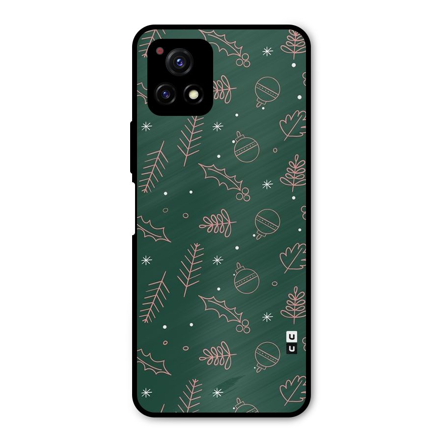 Christmas Vibes Leaves Metal Back Case for Vivo Y72 5G