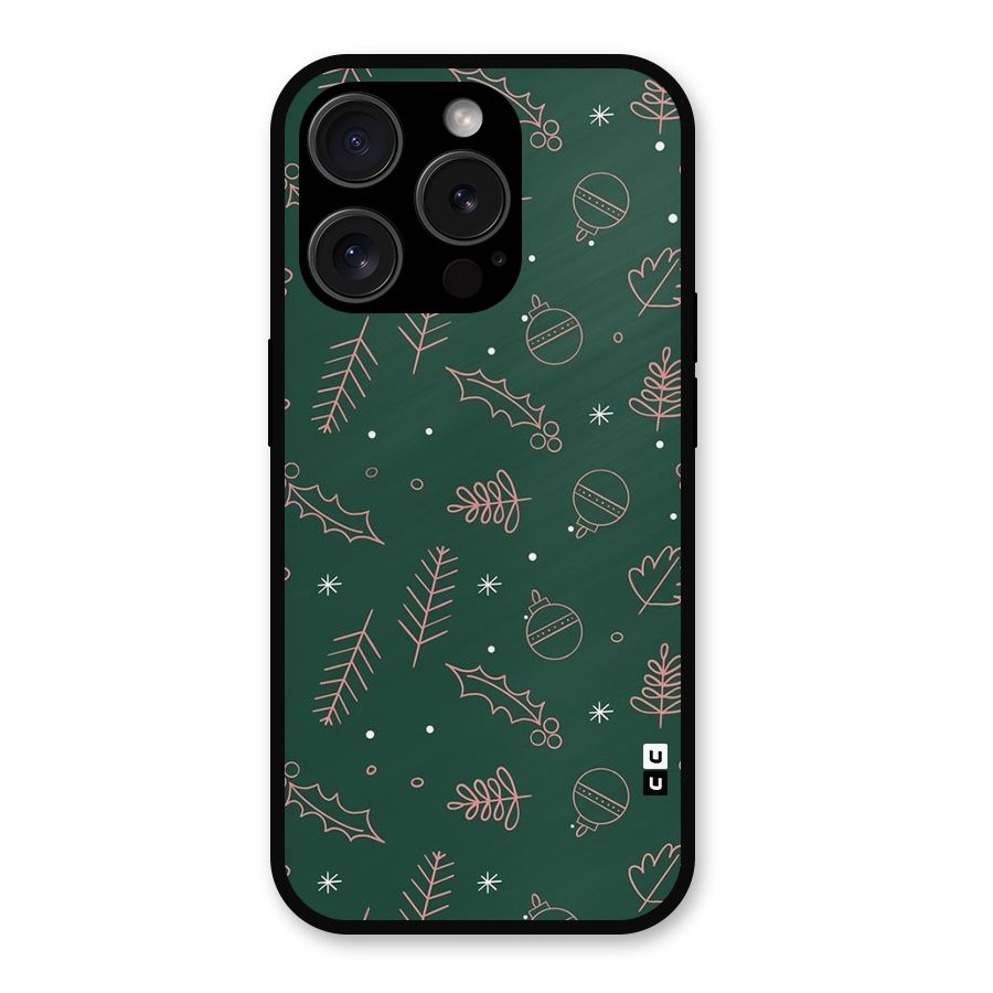 Christmas Vibes Leaves Metal Back Case for iPhone 15 Pro