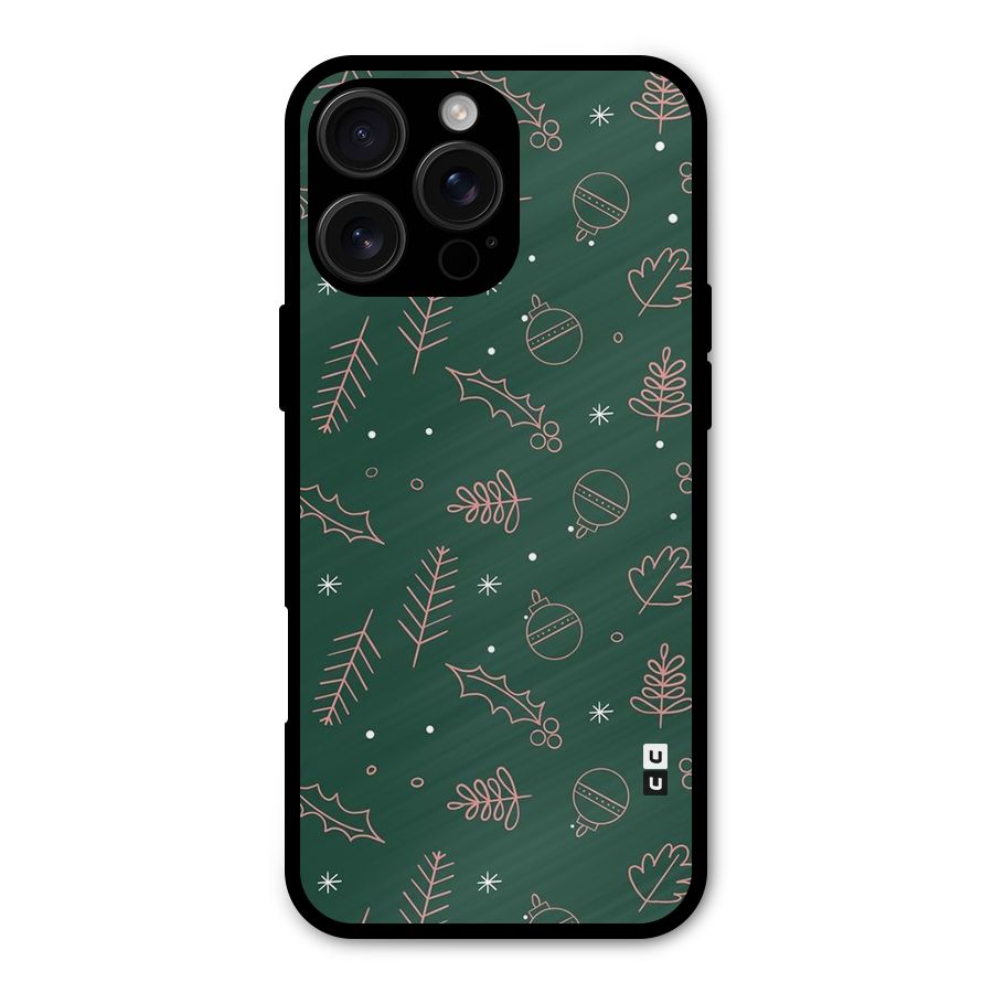 Christmas Vibes Leaves Metal Back Case for iPhone 16 Pro Max