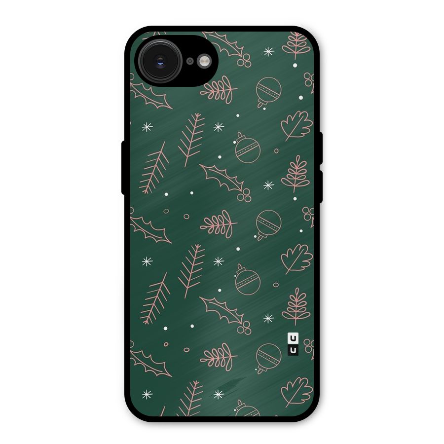 Christmas Vibes Leaves Metal Back Case for iPhone 16e