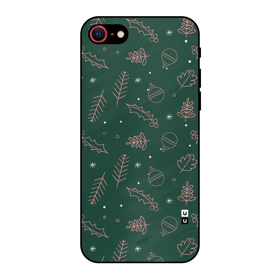 Christmas Vibes Leaves Metal Back Case for iPhone 7