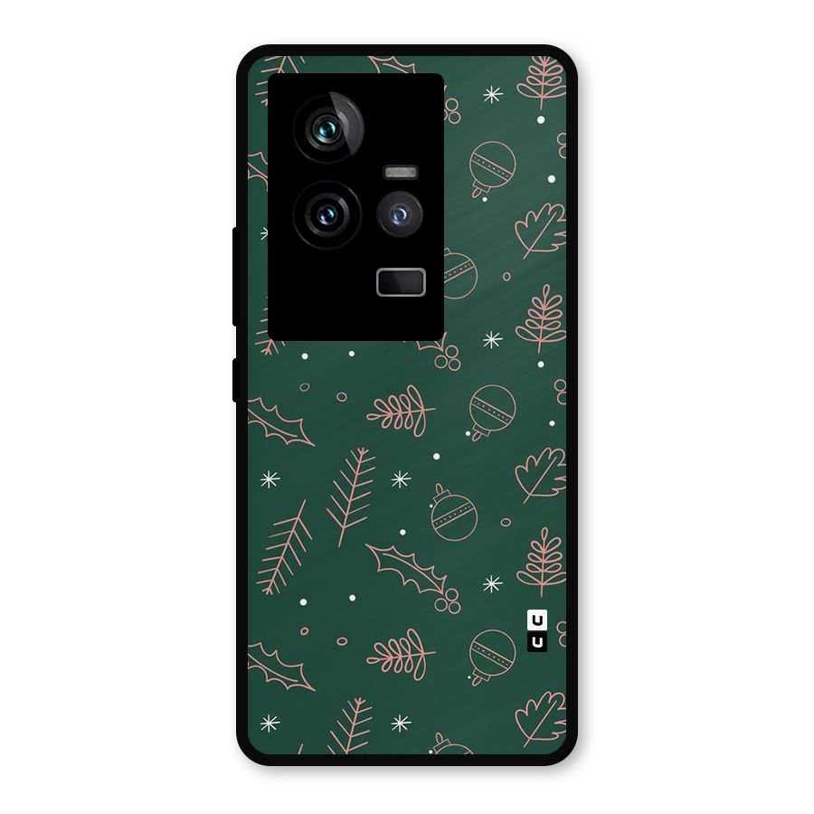 Christmas Vibes Leaves Metal Back Case for iQOO 11 5G