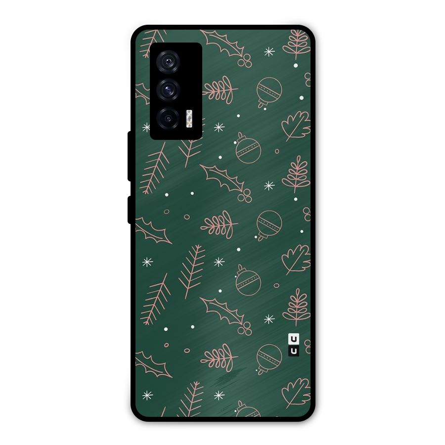 Christmas Vibes Leaves Metal Back Case for iQOO 7 5G