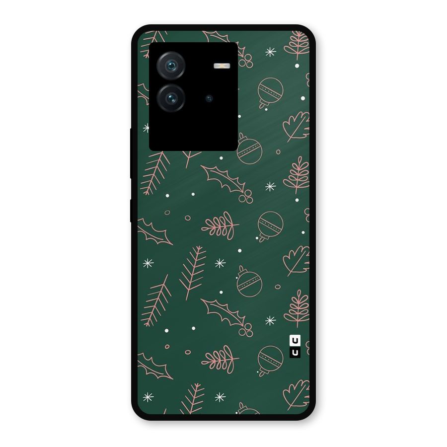 Christmas Vibes Leaves Metal Back Case for iQOO Neo 6 5G