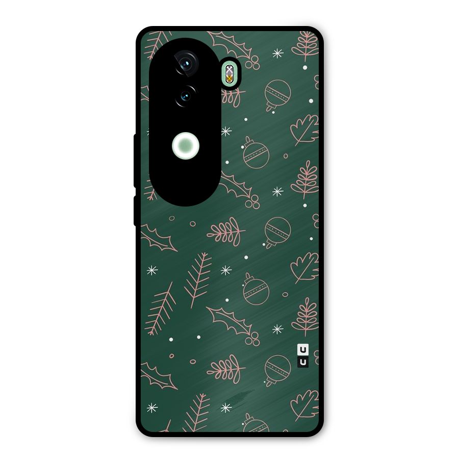 Christmas Vibes Leaves Metal Back Case for iQOO Z9s