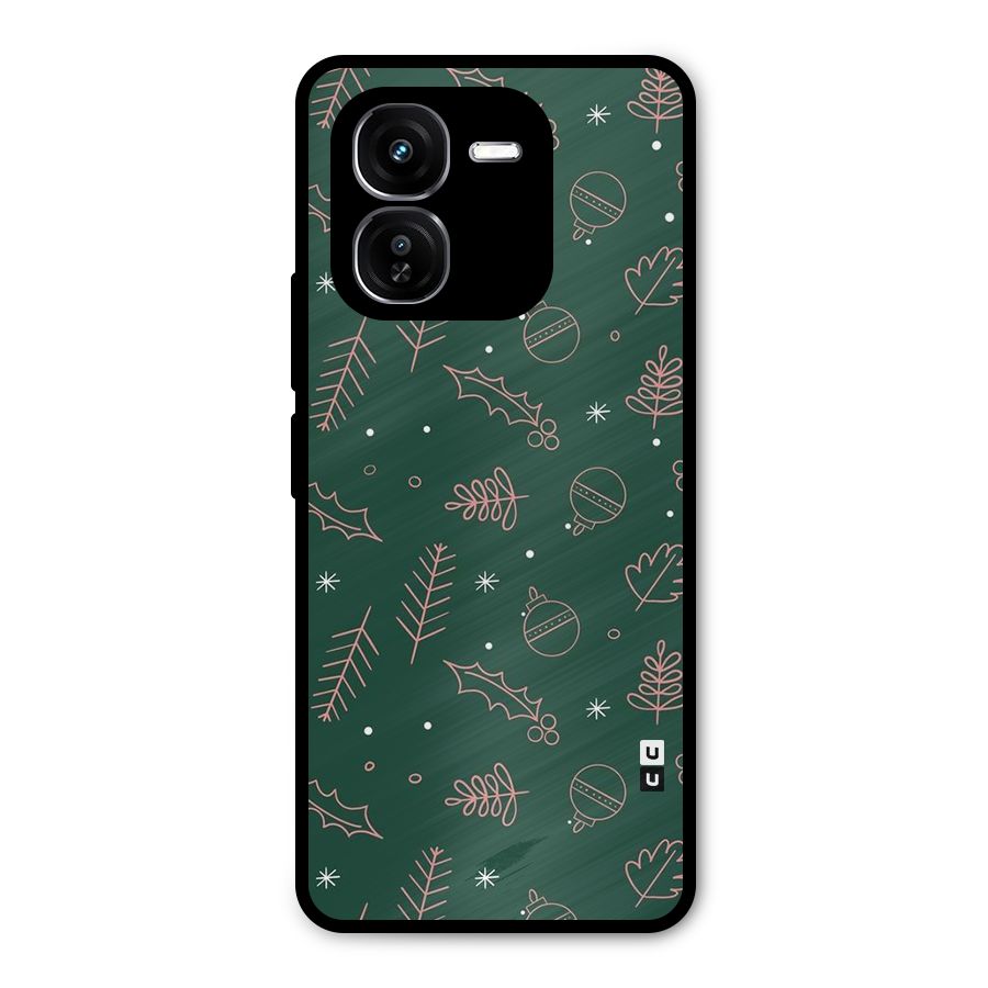 Christmas Vibes Leaves Metal Back Case for iQOO Z9x