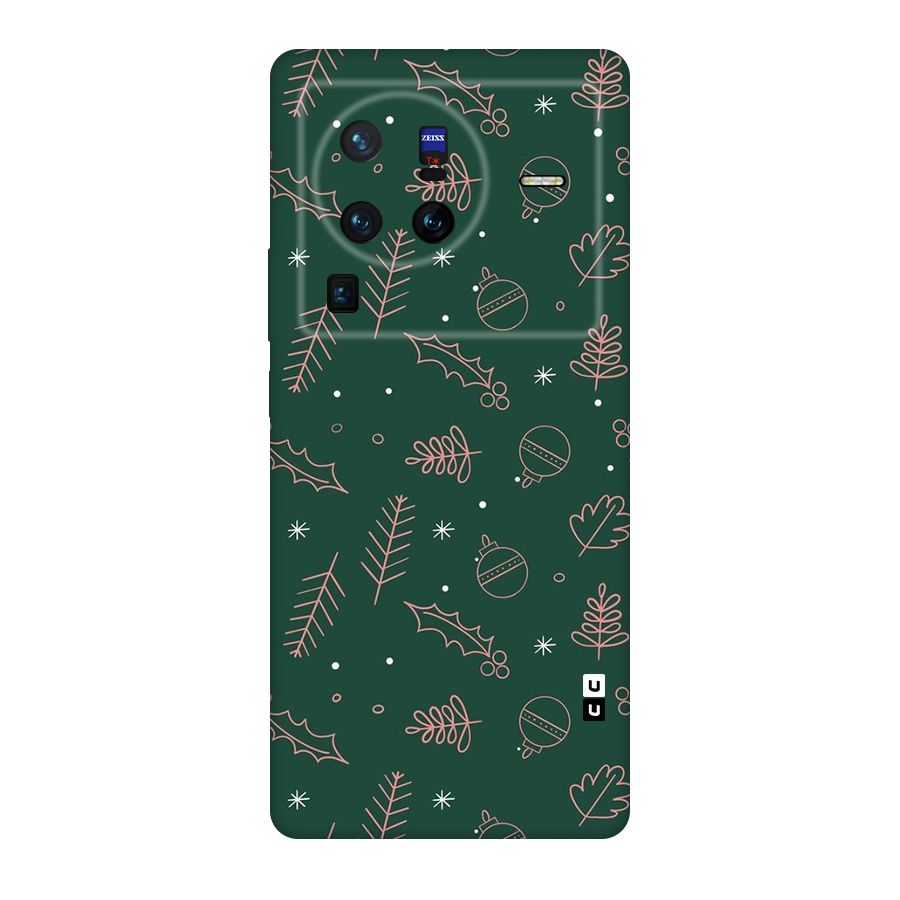 Christmas Vibes Leaves Original Polycarbonate Back Case for Vivo X80