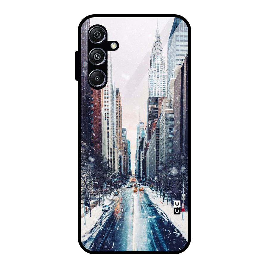 City Snow Glass Back Case for Galaxy M34 5G