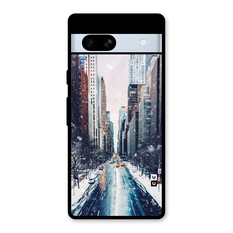 City Snow Glass Back Case for Google Pixel 7a