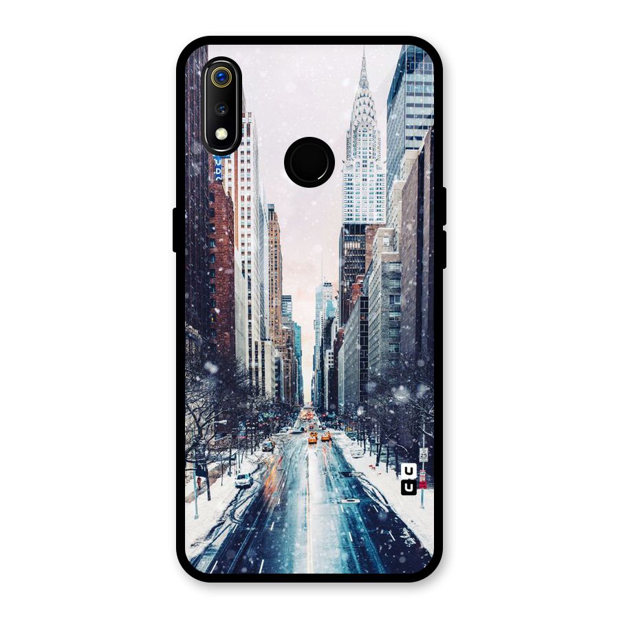 City Snow Glass Back Case for Realme 3i