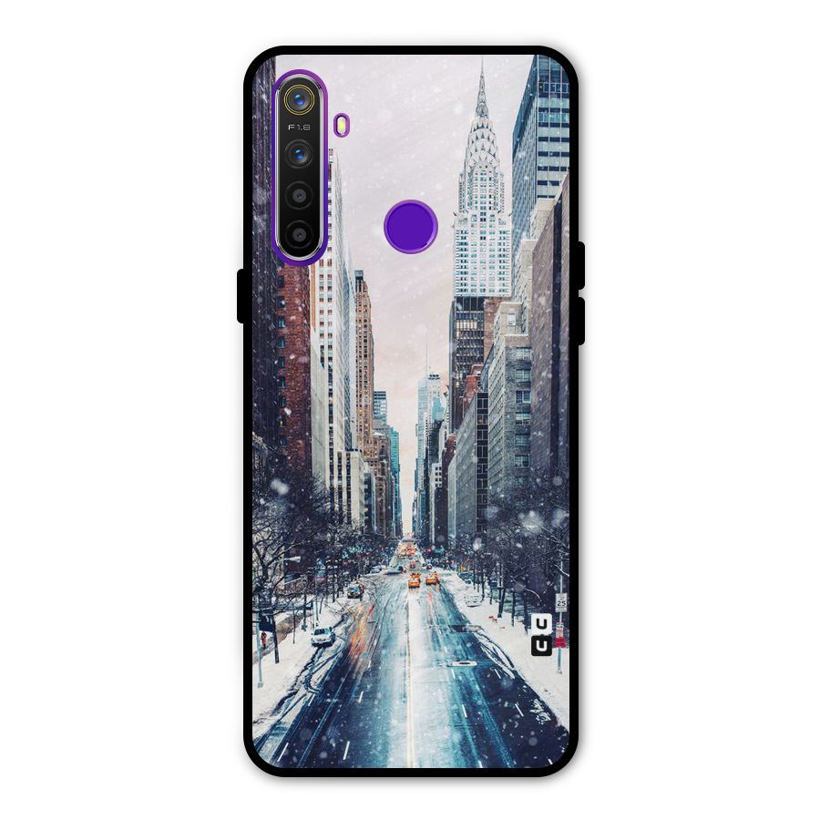 City Snow Glass Back Case for Realme 5s