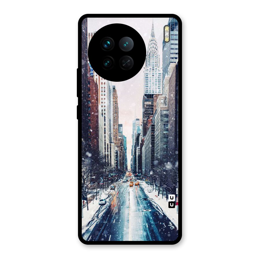 City Snow Glass Back Case for Vivo X90