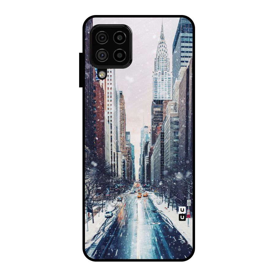 City Snow Metal Back Case for Galaxy A22 4G