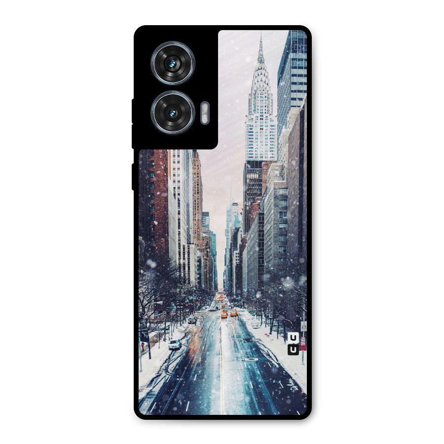 City Snow Metal Back Case for Motorola Edge 50 Fusion
