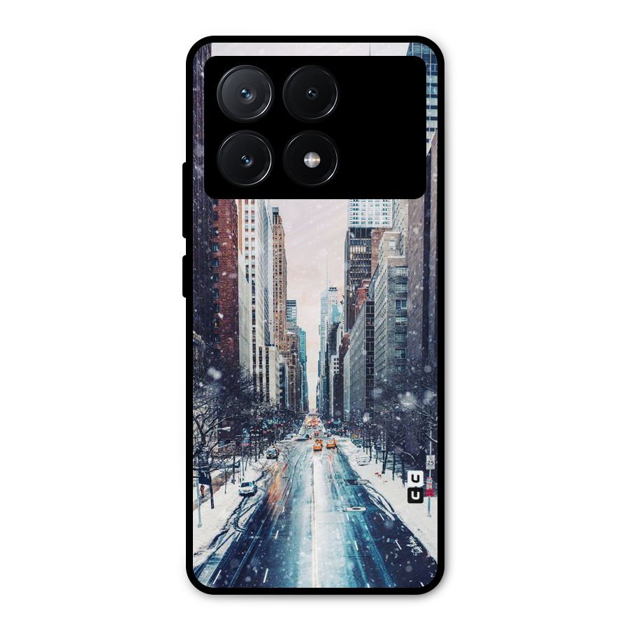 City Snow Metal Back Case for Poco X6 Pro