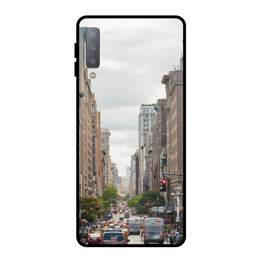 City Street View Metal Back Case for Galaxy A7 (2018)