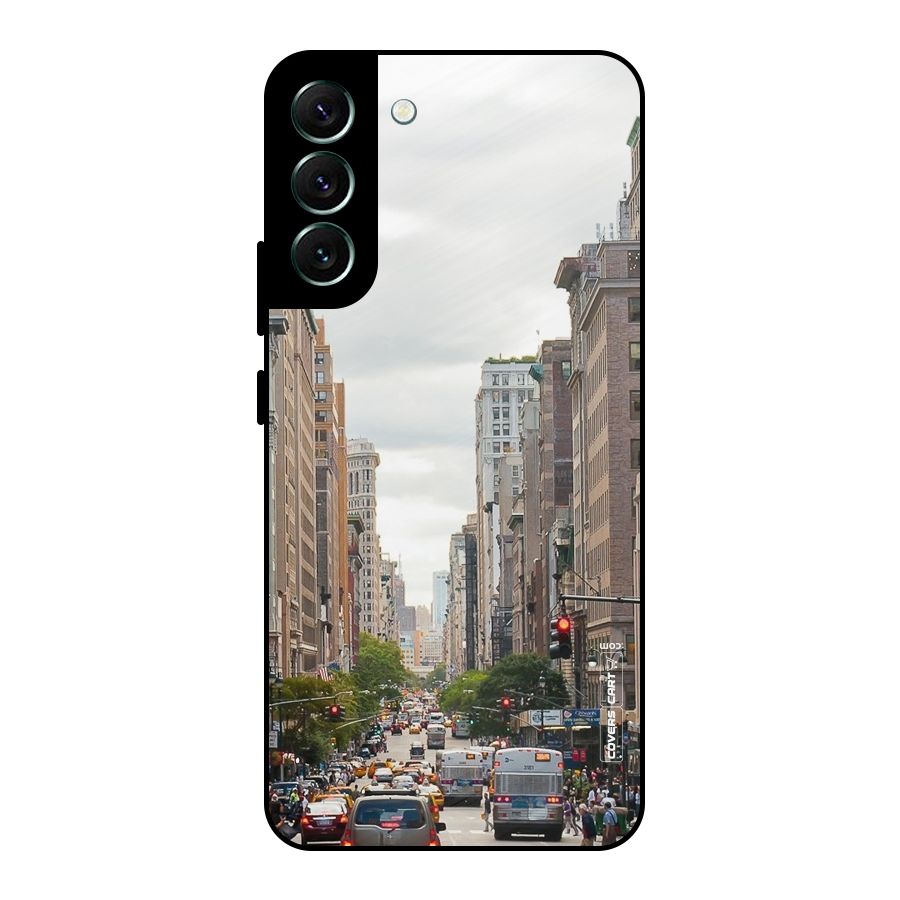 City Street View Metal Back Case for Galaxy S22 Plus 5G